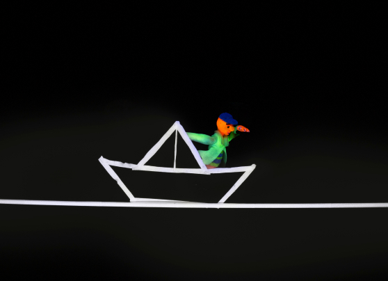 Abelardo en un barco