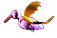 Pájaro al otro extremo de la web, mirando a la izquierda